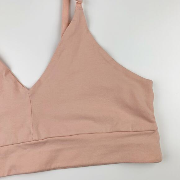 Pact Strappy Scoop Bralette Bra Pink Organic Cotton Wireless Women's L - Picture 3 of 5
